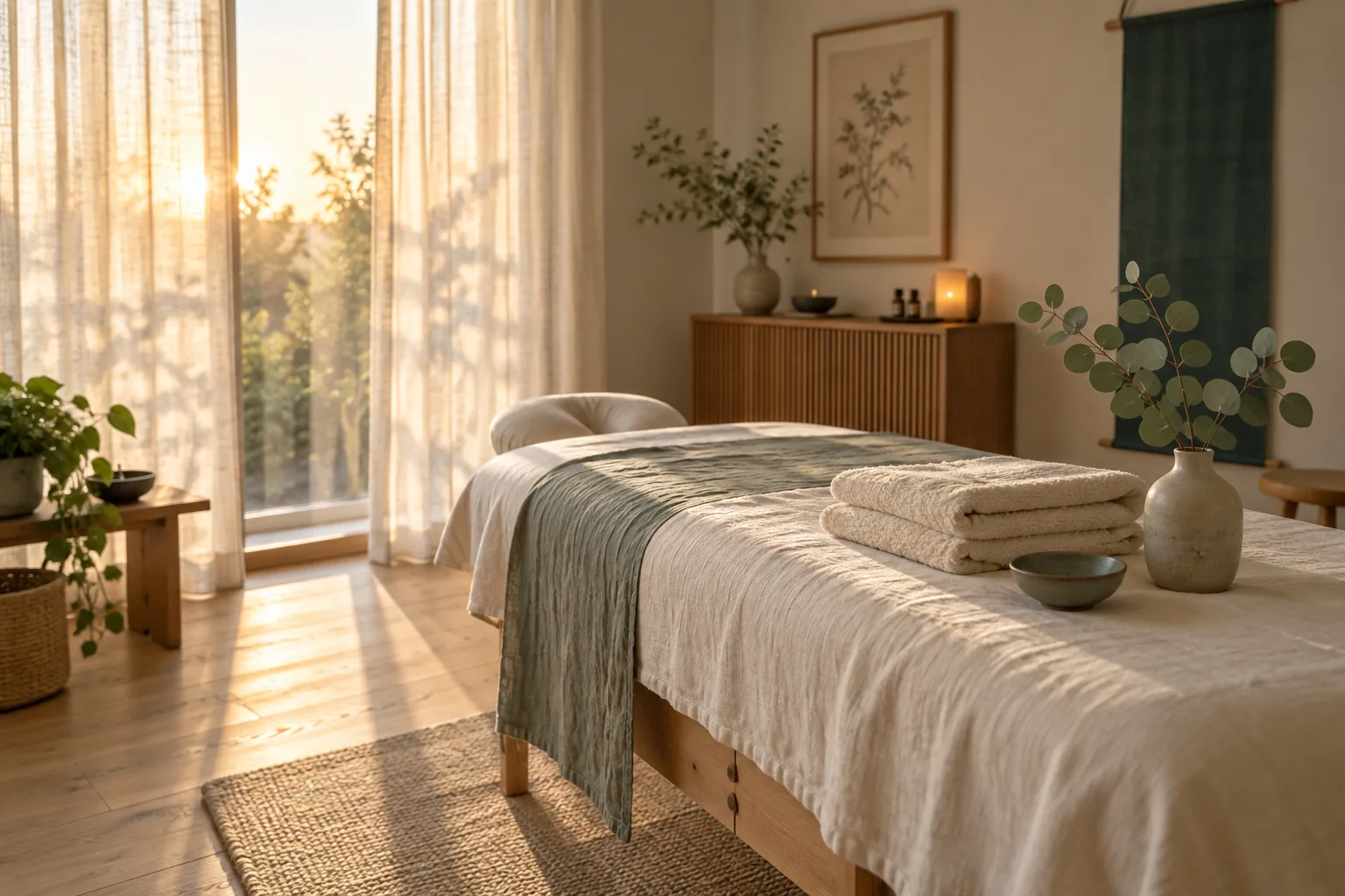 Calm acupuncture treatment room at East to West Wellness Center in Huntington NY